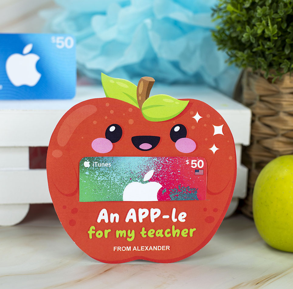 red apple printable gift card holder